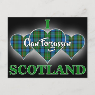Postal Clan Fergusson I Love Scotland Tartan Heart