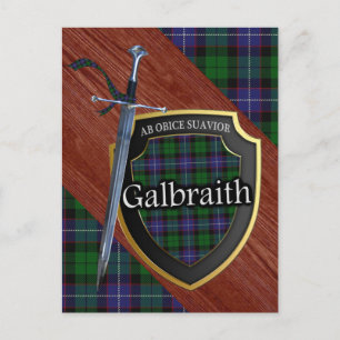 Postal Clan Galbraith Tartan Sword & Shield