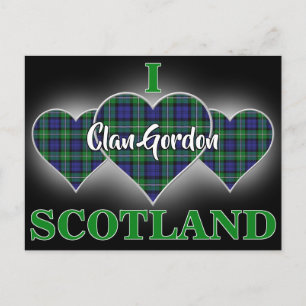 Postal Clan Gordon I Love Scotland Tartan Heart