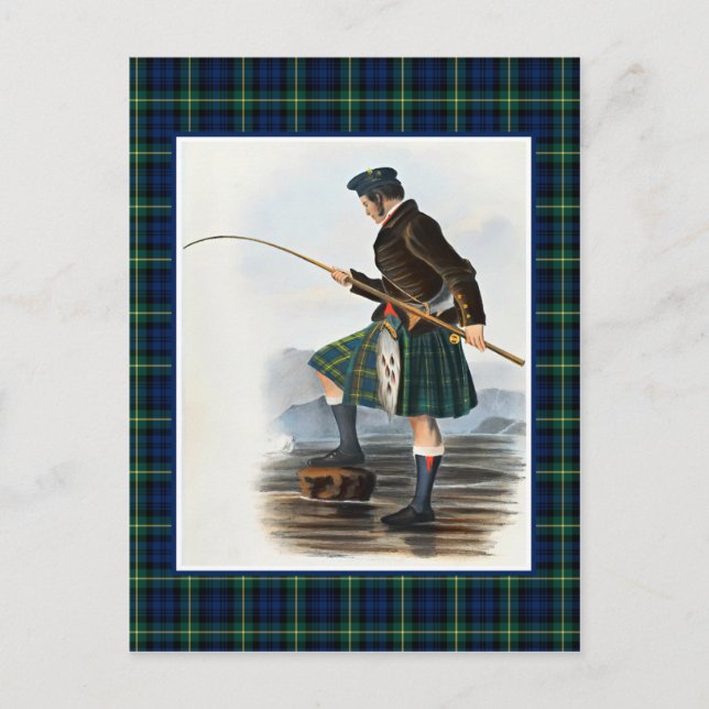 Postal Clan Gordon Vintage Ilustracion Tartan Frame (Anverso)