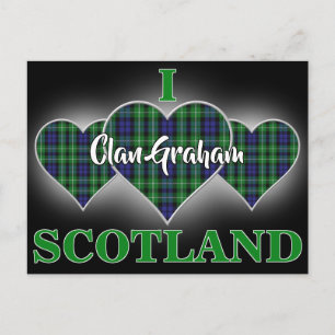 Postal Clan Graham I Love Scotland Tartan Heart