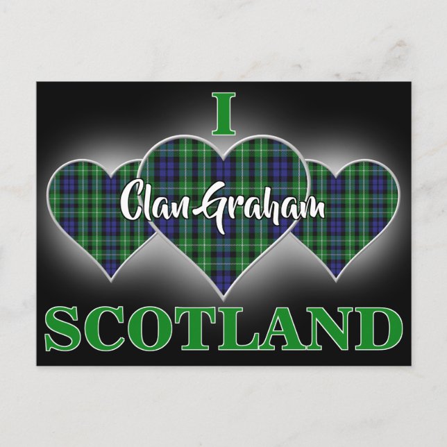 Postal Clan Graham I Love Scotland Tartan Heart (Anverso)