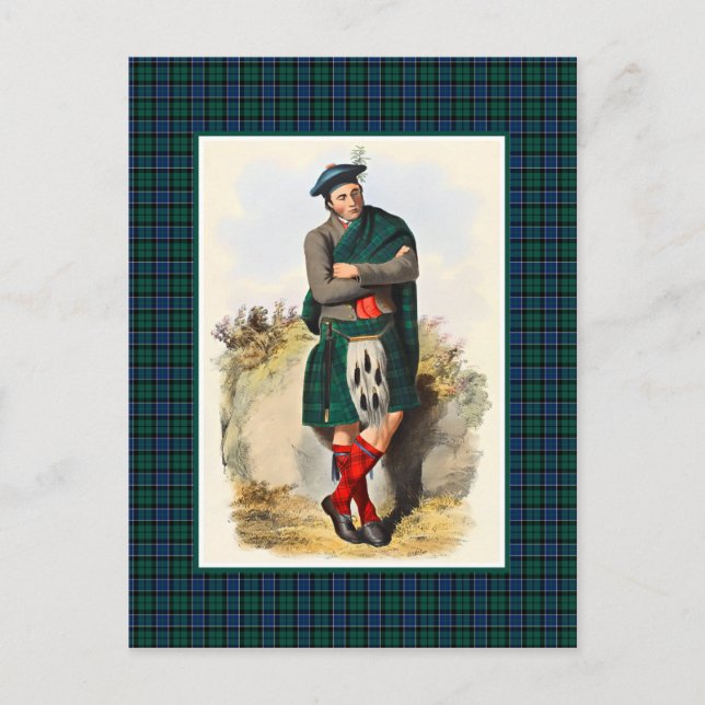 Postal Clan Graham Vintage Ilustracion Tartan Frame (Anverso)