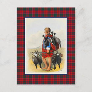 Postal Clan Grant Vintage Ilustracion Tartán Frame