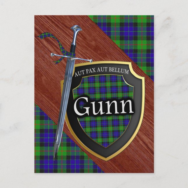 Postal Clan Gunn Tartan Sword & Shield (Anverso)