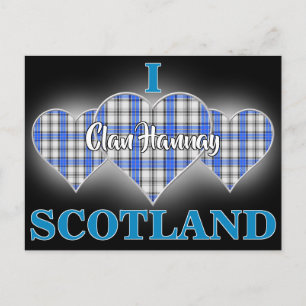 Postal Clan Hannay I Love Scotland Tartan Heart