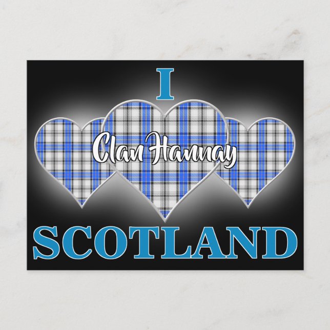 Postal Clan Hannay I Love Scotland Tartan Heart (Anverso)