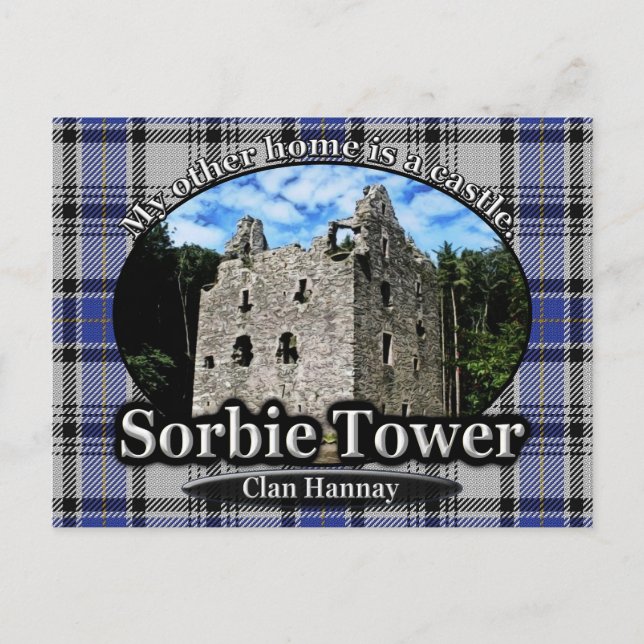 Postal Clan Hannay Tartan Sorbie Tower Scotland (Anverso)