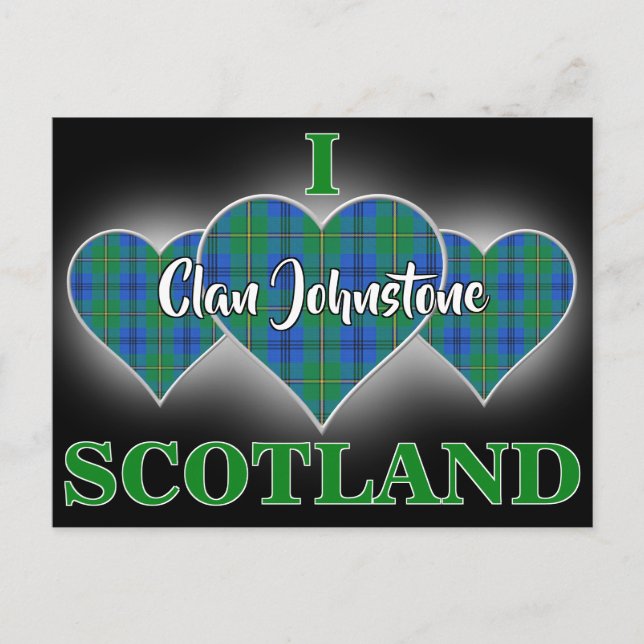 Postal Clan Johnstone I Love Scotland Tartan Heart (Anverso)