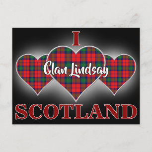 Postal Clan Lindsay I Love Scotland Tartan Heart