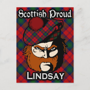 Postal Clan Lindsay Tartan Postcard escocés