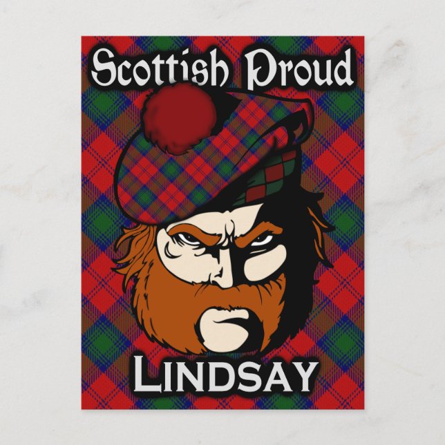 Postal Clan Lindsay Tartan Postcard escocés (Anverso)