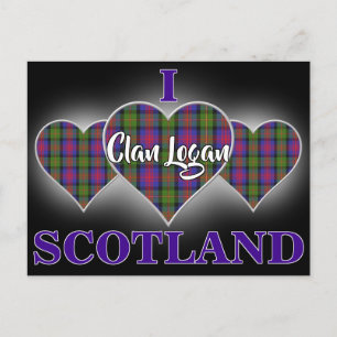 Postal Clan Logan I Love Scotland Tartan Heart