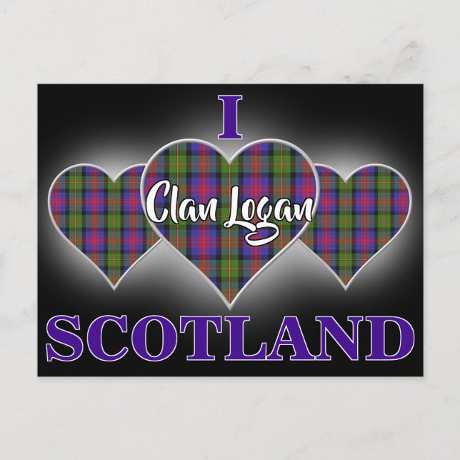 Postal Clan Logan I Love Scotland Tartan Heart (Anverso)
