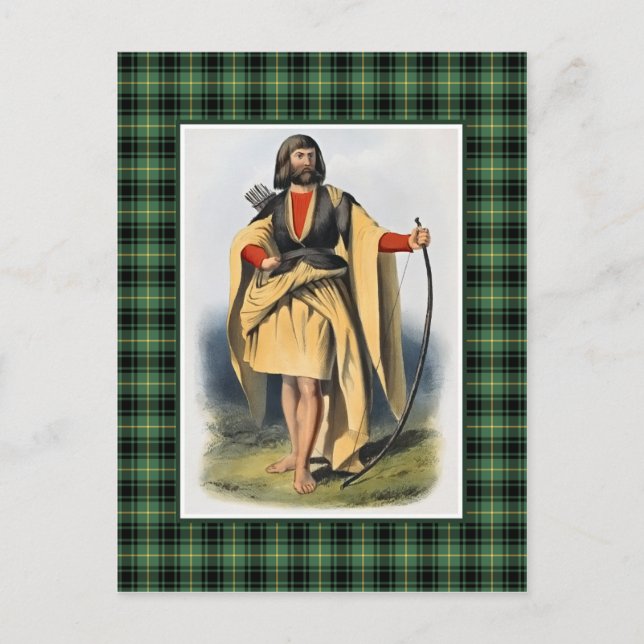 Postal Clan MacArthur Vintage Ilustracion Tartan Frame (Anverso)