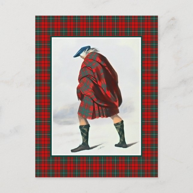 Postal Clan MacAulay Vintage Ilustracion Tartán Frame (Anverso)