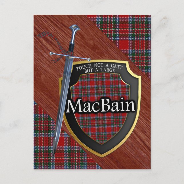 Postal Clan MacBain Tartan Sword & Shield (Anverso)