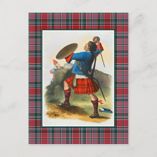 Postal Clan MacBean Ilustracion Vintage Tartán Frame