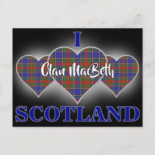 Postal Clan MacBeth I Love Scotland Tartan Heart