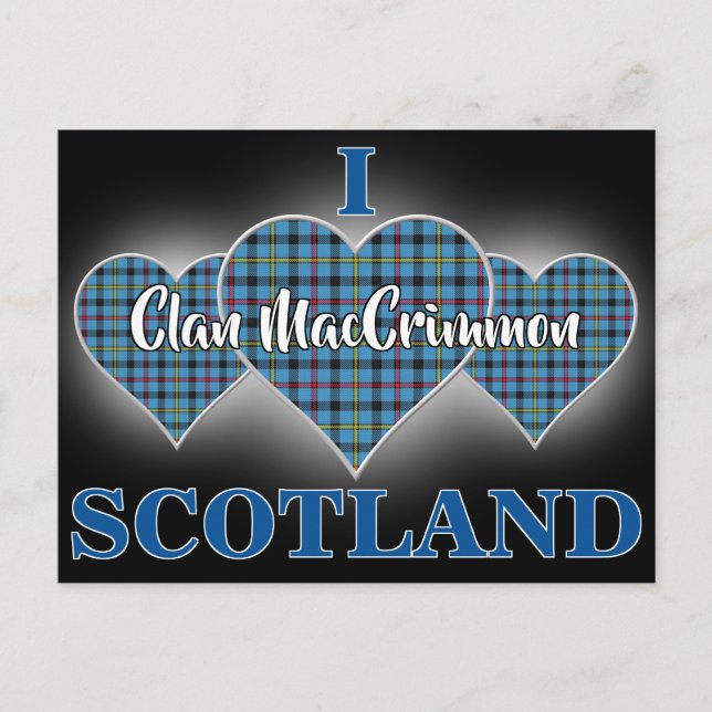 Postal Clan MacCrimmon I Love Scotland Tartan Heart (Anverso)