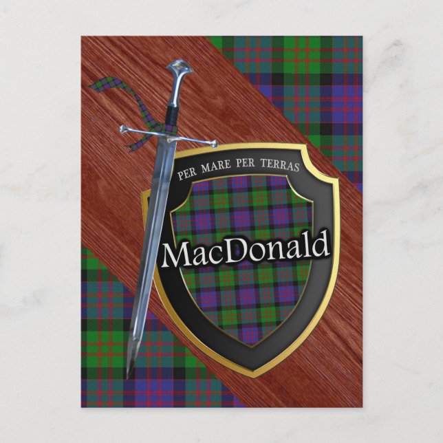Postal Clan MacDonald Tartan Sword & Shield (Anverso)