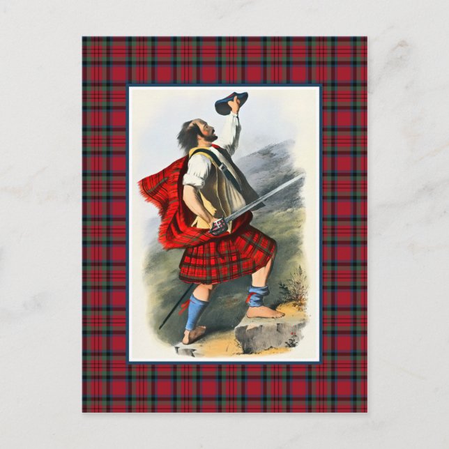 Postal Clan MacDuff Ilustracion Vintage Tartán Frame (Anverso)