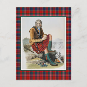 Postal Clan MacFarlane Vintage Ilustracion Tartán Frame