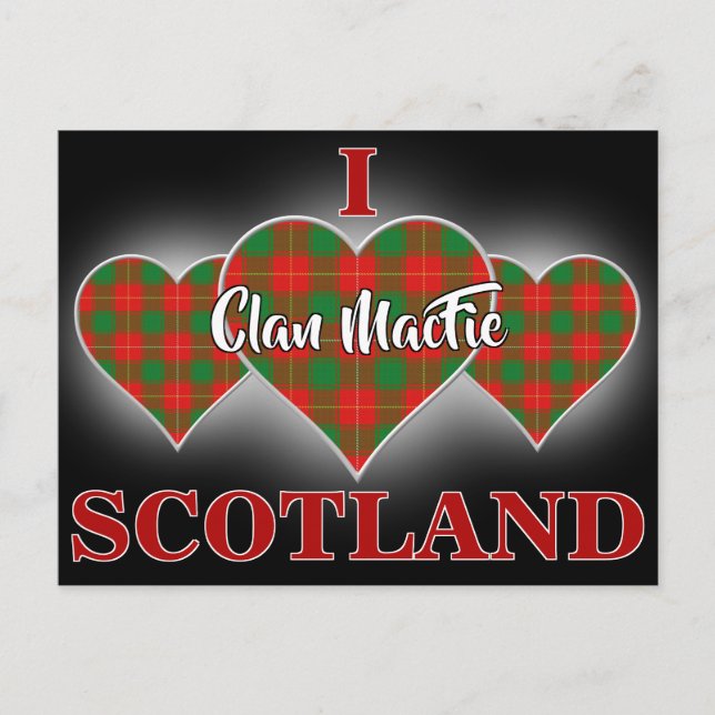 Postal Clan MacFie I Love Scotland Tartan Heart (Anverso)