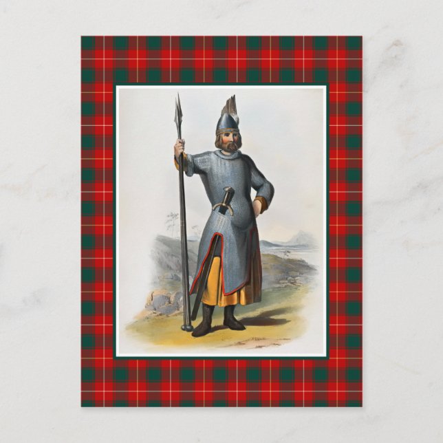 Postal Clan MacFie Vintage Ilustracion Tartán Frame (Anverso)