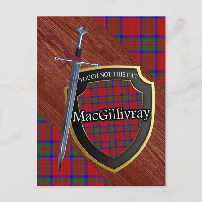 Postal Clan MacGillivray Tartan Sword & Shield (Anverso)