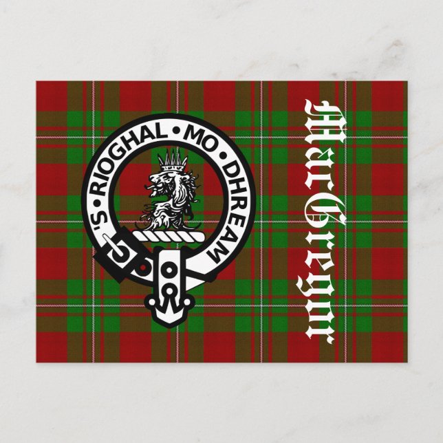 Postal Clan MacGregor Crest Badge & Tartan (Anverso)