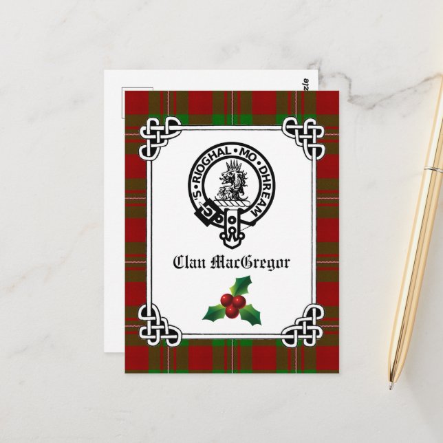 Postal Clan MacGregor Escudo Badge & Tartan Holiday (Anverso/Reverso In Situ)