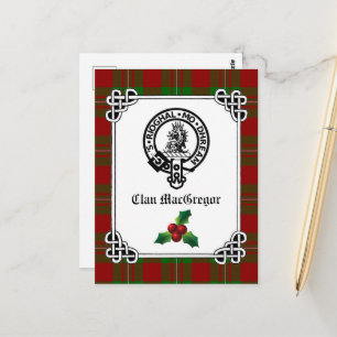Postal Clan MacGregor Escudo Badge & Tartan Holiday