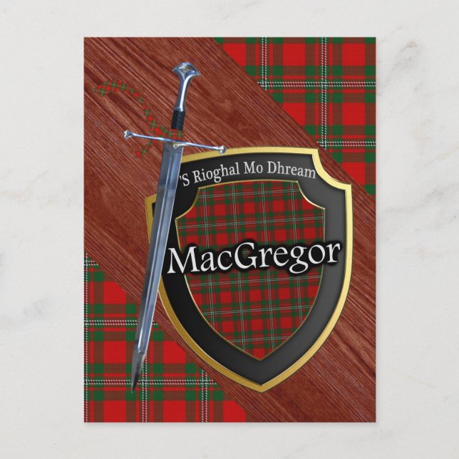 Postal Clan MacGregor Tartan Sword & Shield (Anverso)