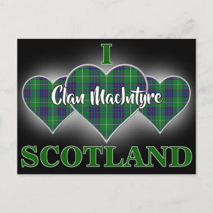 Postal Clan MacIntyre I Love Scotland Tartan Heart