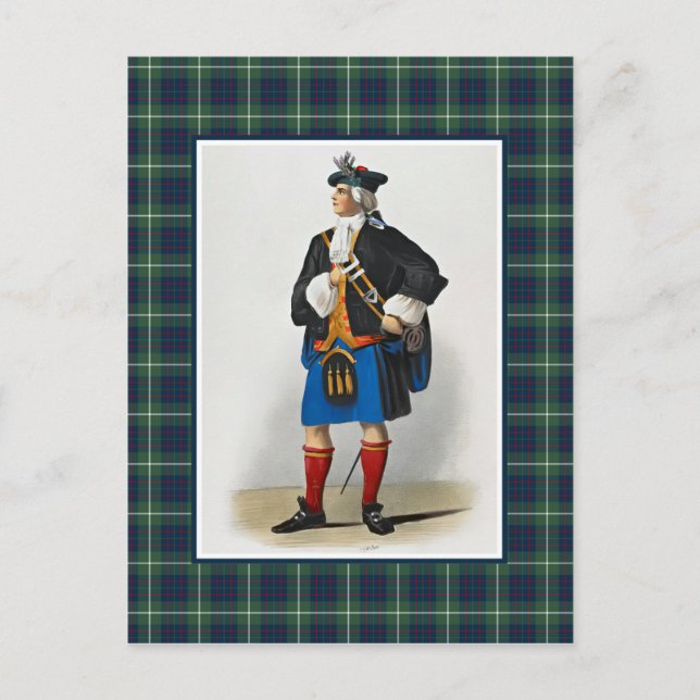 Postal Clan MacIntyre Vintage Ilustracion Tartán Frame (Anverso)