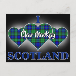 Postal Clan MacKay I Love Scotland Tartan Heart