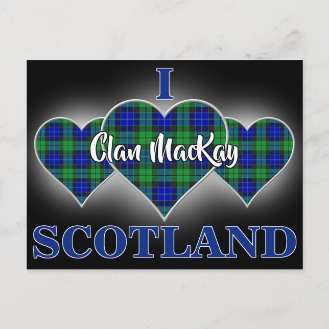 Postal Clan MacKay I Love Scotland Tartan Heart (Anverso)