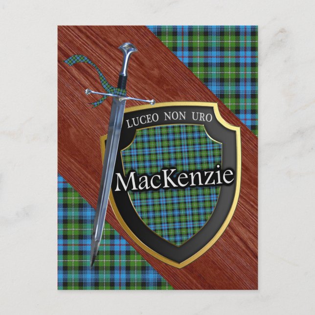 Postal Clan MacKenzie Tartan Sword & Shield (Anverso)