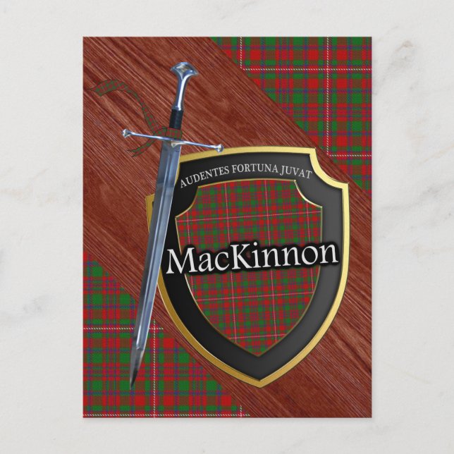 Postal Clan MacKinnon Tartan Sword & Shield (Anverso)