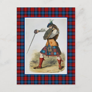 Postal Clan MacLachlan Ilustracion Vintage Tartán Frame
