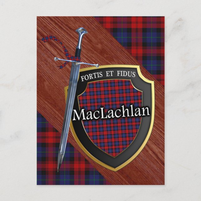 Postal Clan MacLachlan Tartan Sword & Shield (Anverso)