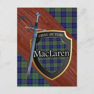 Postal Clan MacLaren Tartan Sword & Shield