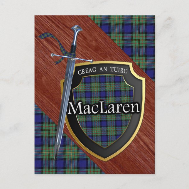 Postal Clan MacLaren Tartan Sword & Shield (Anverso)