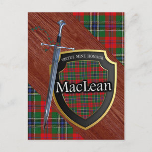 Postal Clan MacLean Tartan Sword & Shield