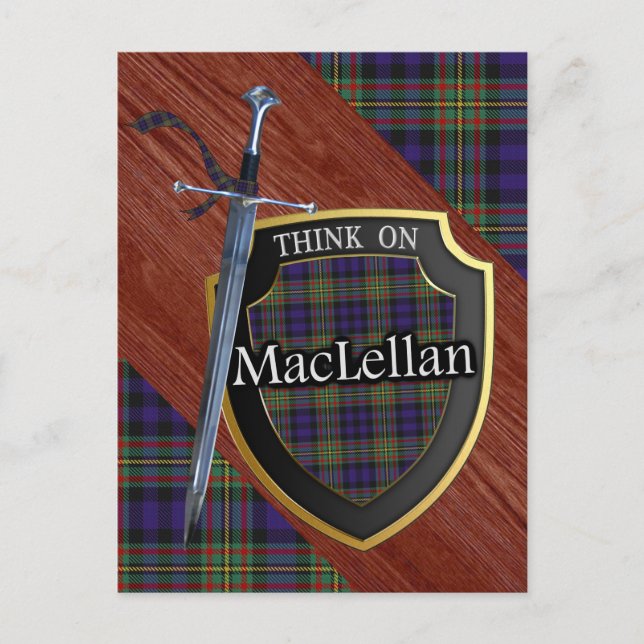 Postal Clan MacLellan Tartan Sword & Shield (Anverso)