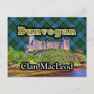 Postal Clan MacLeod Castillo Dunvegan Tartán Cielo