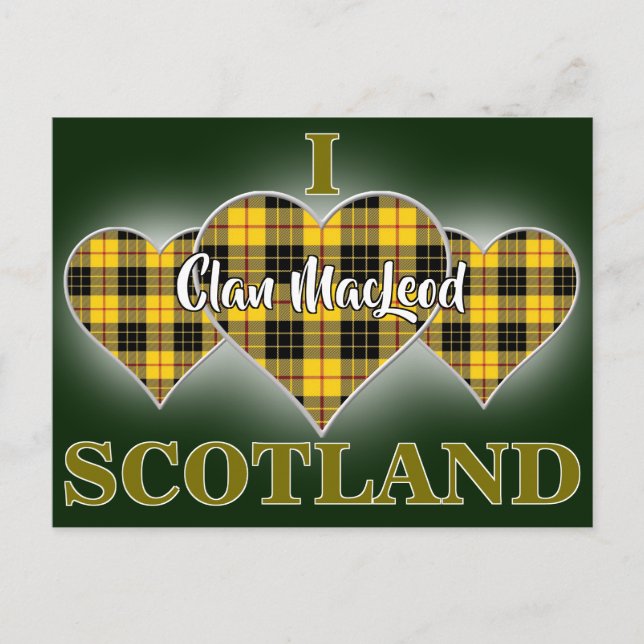 Postal Clan MacLeod de Lewis I Love Scotland Tartan Heart (Anverso)