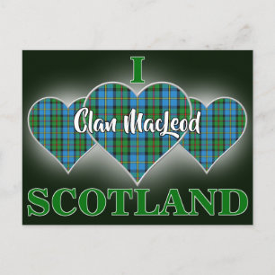 Postal Clan MacLeod Harris I Love Scotland Tartan Heart