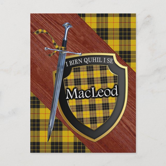 Postal Clan MacLeod Tartan Sword & Shield (Anverso)